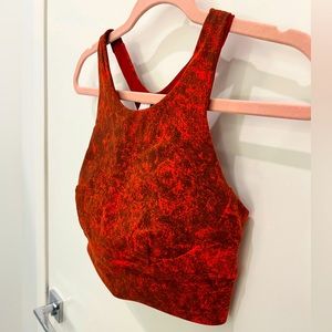 Lululemon Energy High-Neck Longline Bra Medium Support, B-D Cups, Red Multi, 10